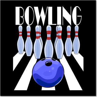 Bowling Ball Bowler Team Pins Posters and Art